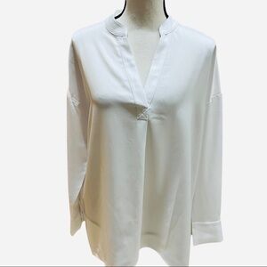 Soft Surroundings White 100% Polyester High Low Hem Tunic Top Sz S